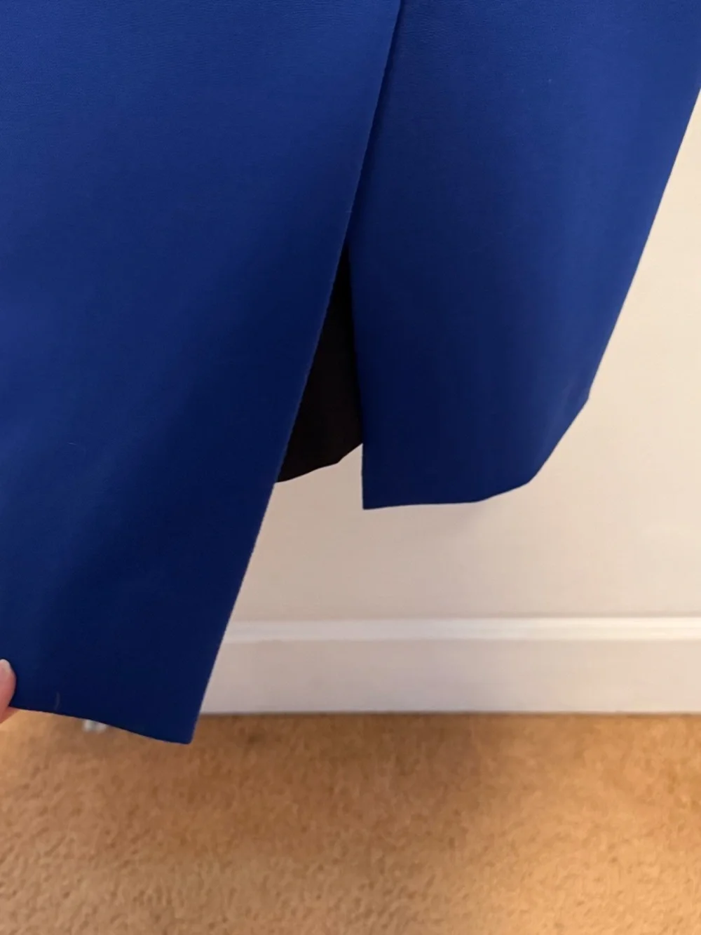 Kimora Lee Simmons Blue Midi Dress Black Leather‎ Trim
